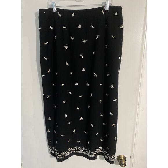 Coldwater Creek maxi skirt women’s size XL black embroidered peasant boho - Picture 1 of 6